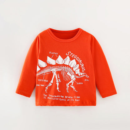 Baby Boy Cartoon Dinosaur Pattern Long Sleeve Cool Shirt-4