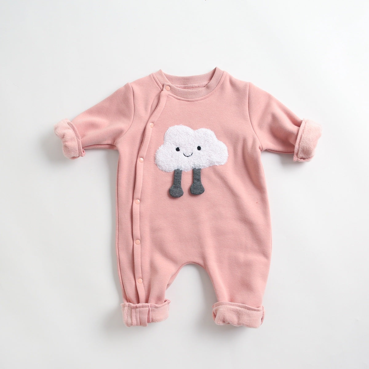 Baby Cartoon Pattern Side Snap Button Design Long Sleeved Romper-5