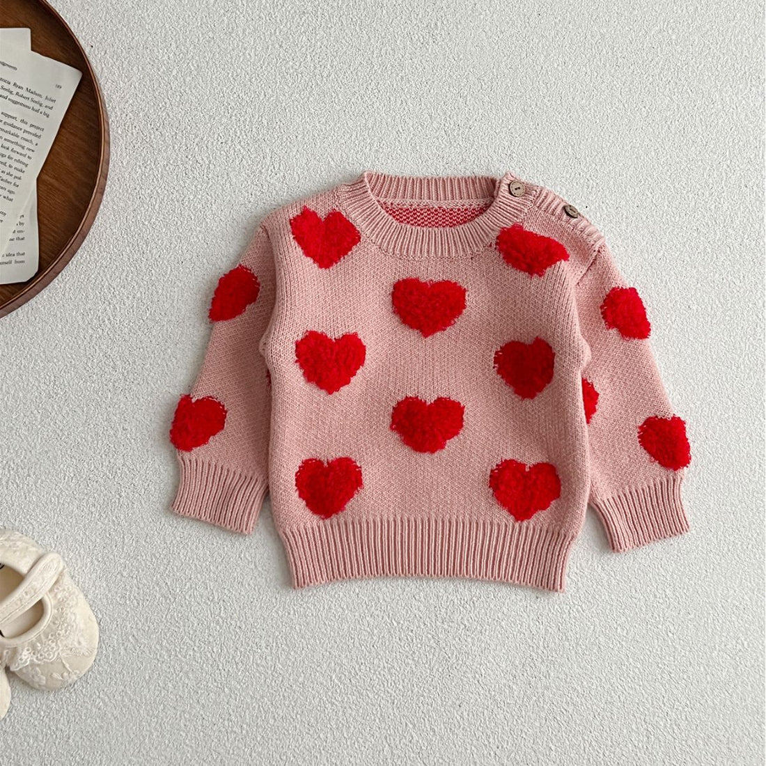 Baby Girl Sweet Heart Two Kinds Long Sleeve Pullover Fashion Sweater-1