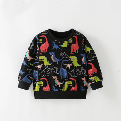 Baby Boy All Over Dinosaur Print Pattern Western Style Hoodie-0