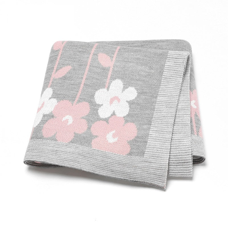 Hot Selling: Spring/Summer New Arrival Knitted Beautiful Flower Soft Baby Blanket, Perfect For Newborn Boys And Girls-4