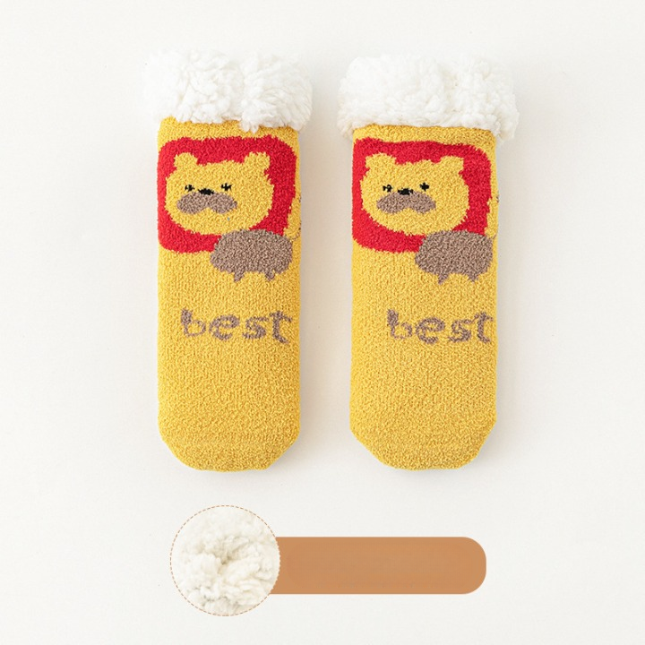 Baby Cartoon Pattern Thickened Lambswool Coral Fleece Socks-7