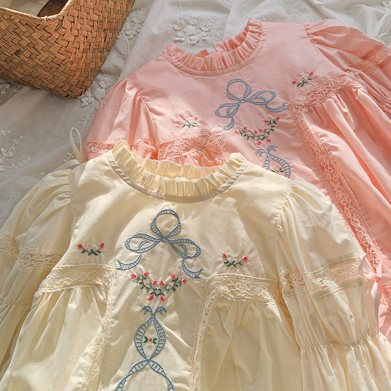 High Quality Embroidered Design Long Sleeve Dress-4