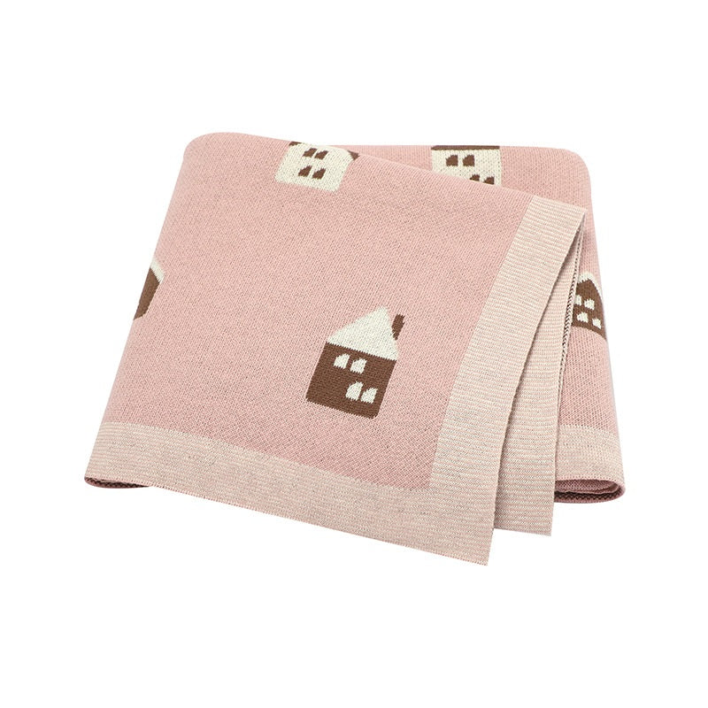 Hot Selling: Spring/Summer New Arrival Knitted Cute Little House Soft Baby Blanket, Perfect For Newborn Boys And Girls-4