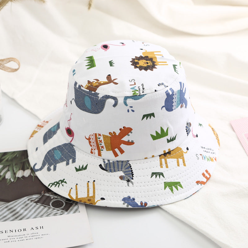 Baby Boy Cartoon Animal &amp; Cactus Pattern Sunshade Bowl Hats-5