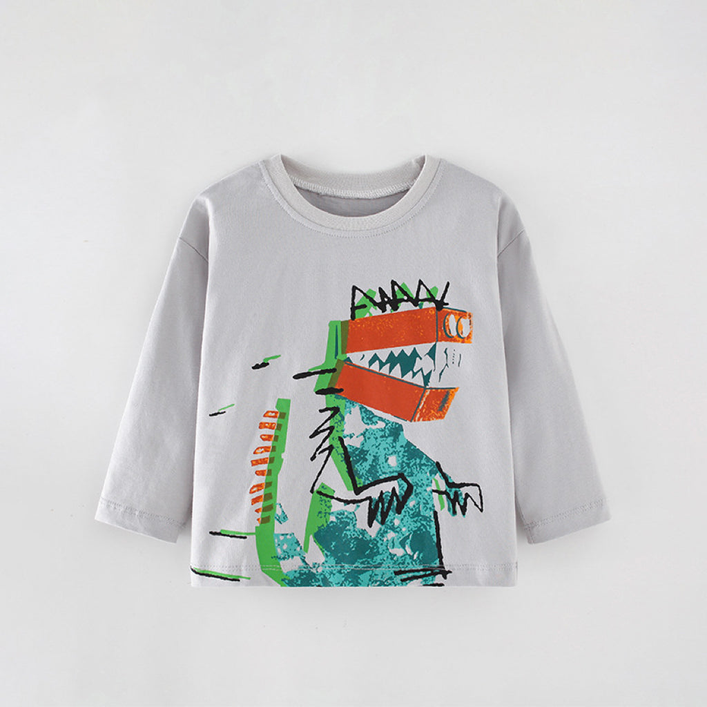 Autumn Dinosaur Pattern Crewneck Soft Shirt-1