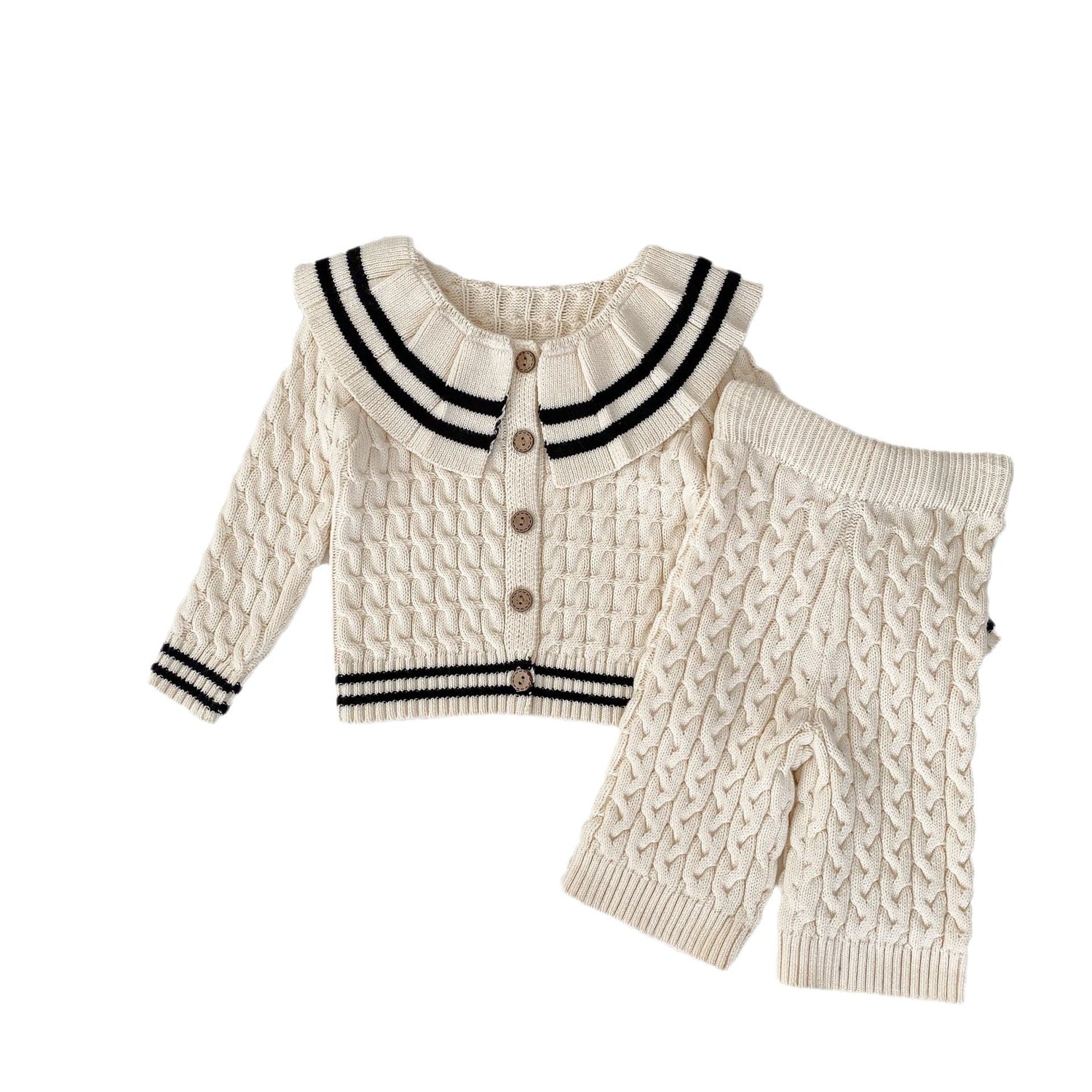 Sailor Collar Simple Style Knitted Clothing Sets-1