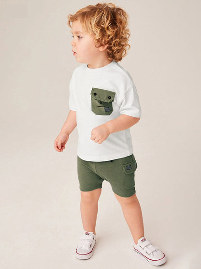 Baby Kids Boys Dumb Face Design T-Shirt And Shorts Casual Clothing Set-1