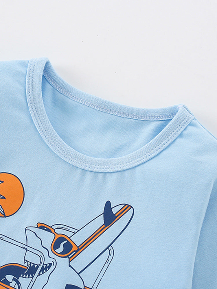 Infant Baby Boy Cartoon Pattern Crewneck Casual Shirts-7