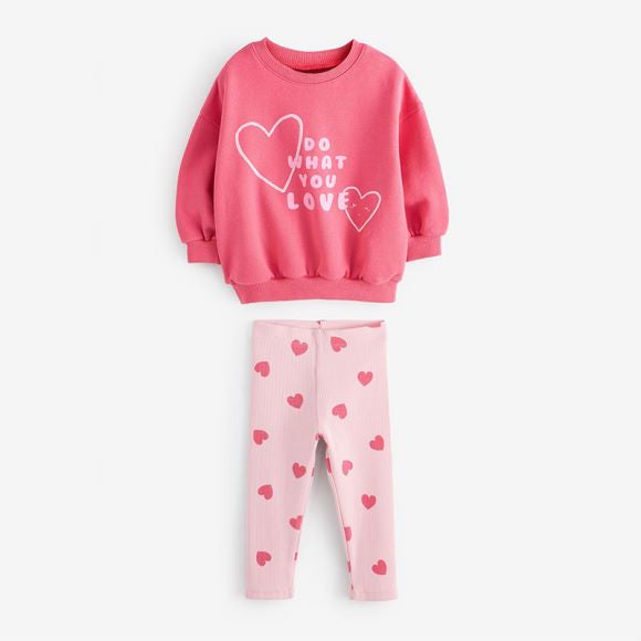 Baby Heart Print Pattern Print Hoodie Sets-0