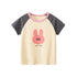 Rabbit Sweet Smile Print Girls’ Patchwork T-Shirt In European And American Style For Summer-0