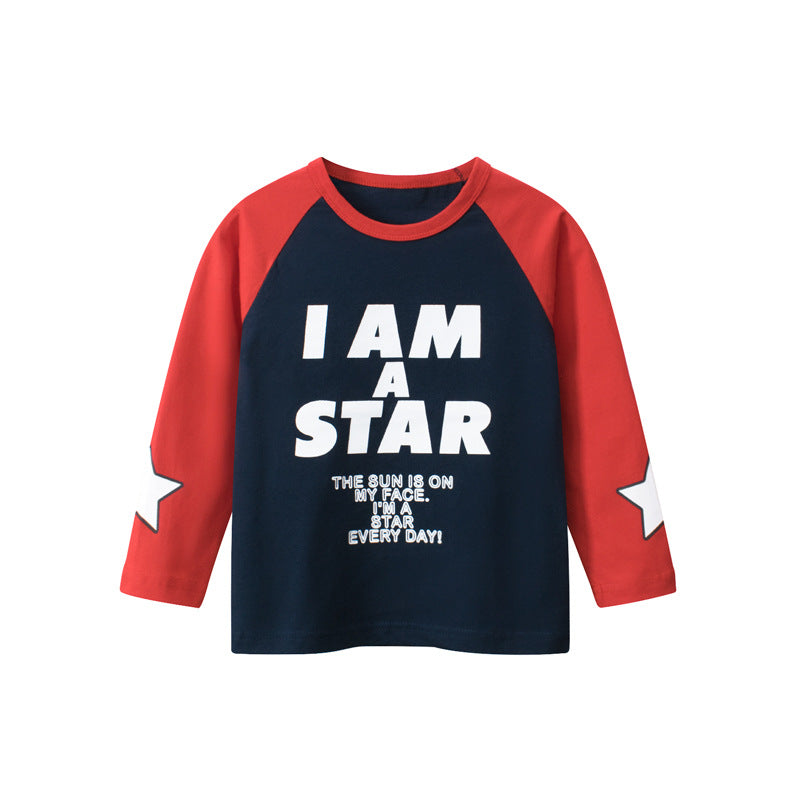 Baby Slogan Print Pattern Color Matching Design Long Sleeve Shirt-0