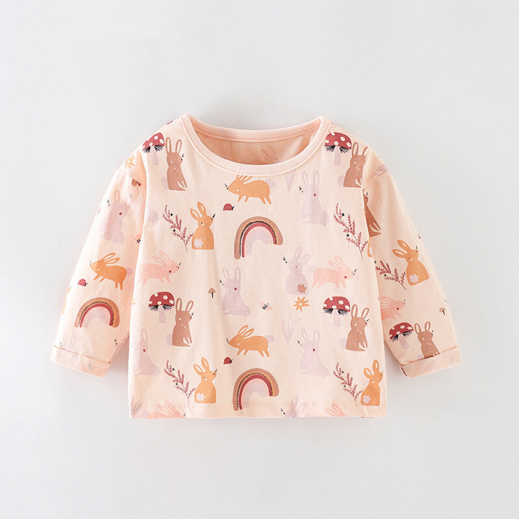 Baby Girl Cartoon Bunny Print Pattern Soft Cotton Comfortable Shirt-1