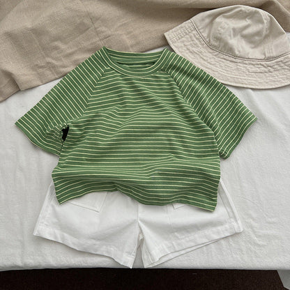 Baby Striped Pattern O-Neck Soft Cotton Shirts-4