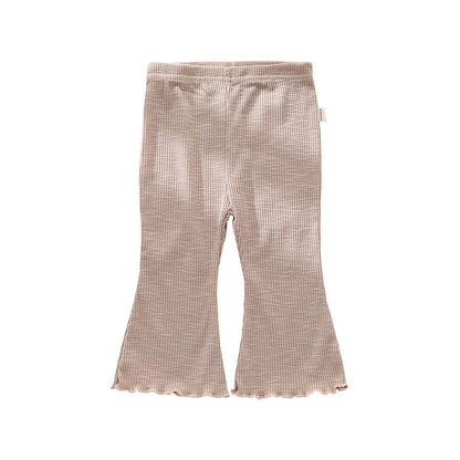 Baby Girl Solid Color Autumn Bell-Bottomed Pants-5