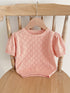 New Arrival Summer Baby Kids Girls Knit Hollow Out Heart Pattern Short Sleeves Top-1