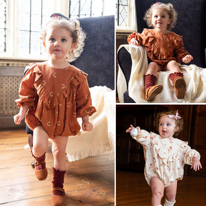 Flower Pattern Vintage Style Cute Onesies-0