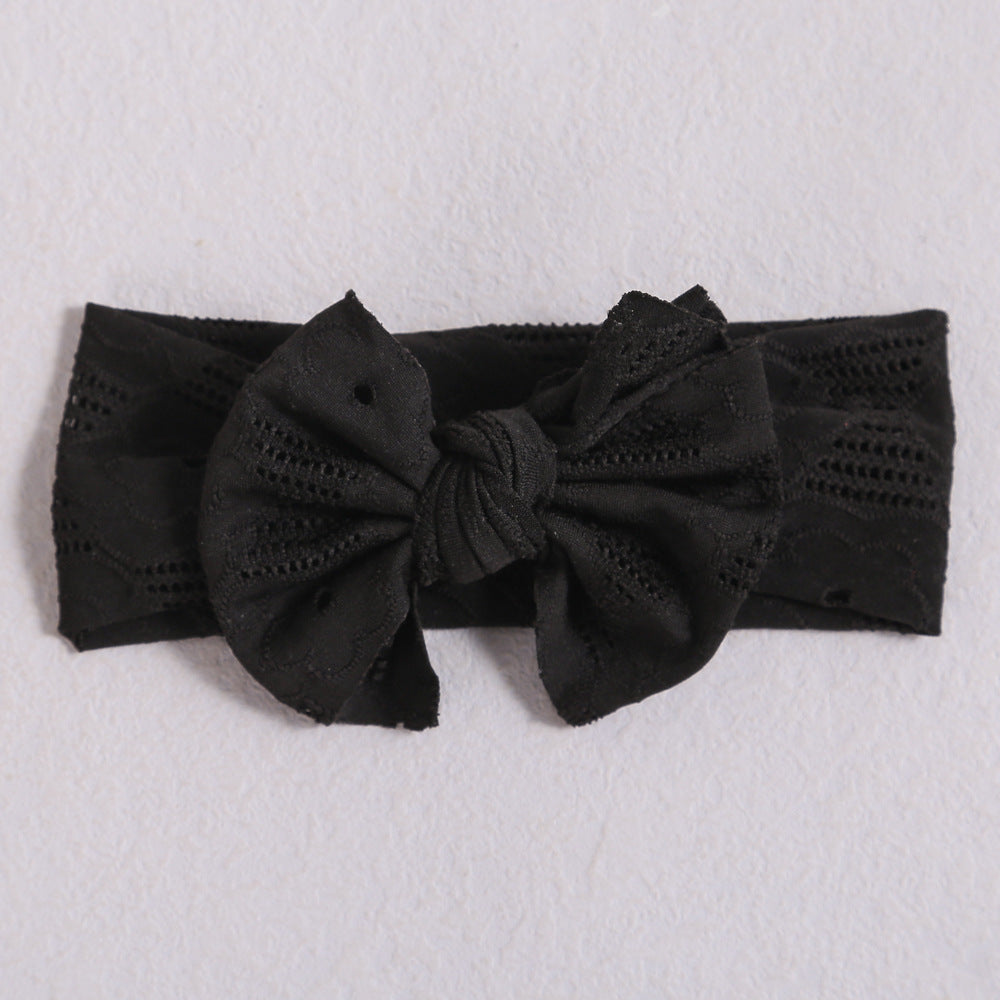 Baby Solid Color Hollow Out Thin Breathable Bow Tie Hot Sale Headband-4