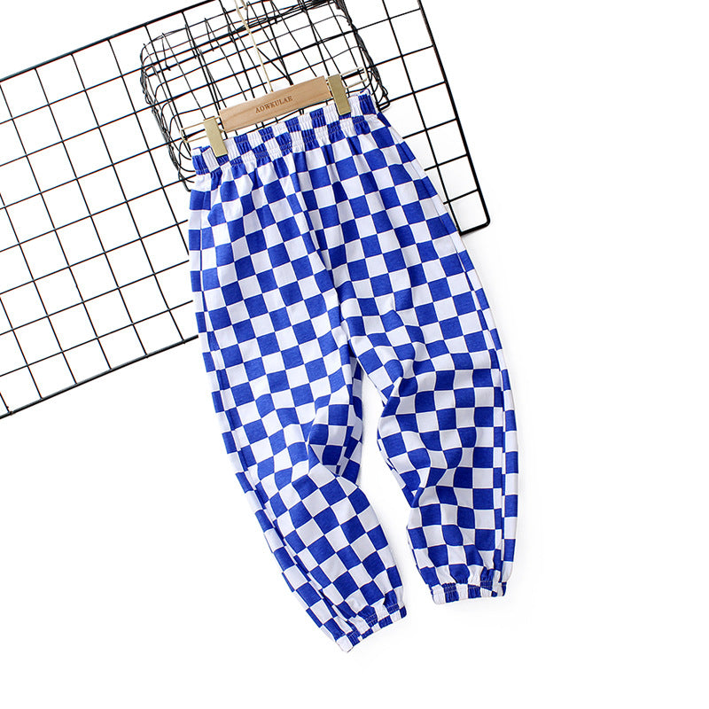 Baby Boy Checkerboard Pattern Summer Loose Pants-1