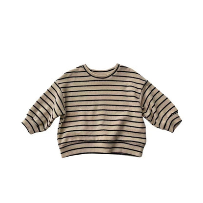 Baby Striped Pattern Puff Sleeve New Style Hoodie In Autumn-4