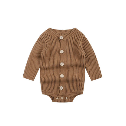 New Arrival Baby Cotton Knitting Solid Color Cozy Onesie-5