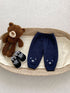 Spring Adorable Baby Kids Unisex Teddy Bear Knitted Waffle Grid Thin Pants-5