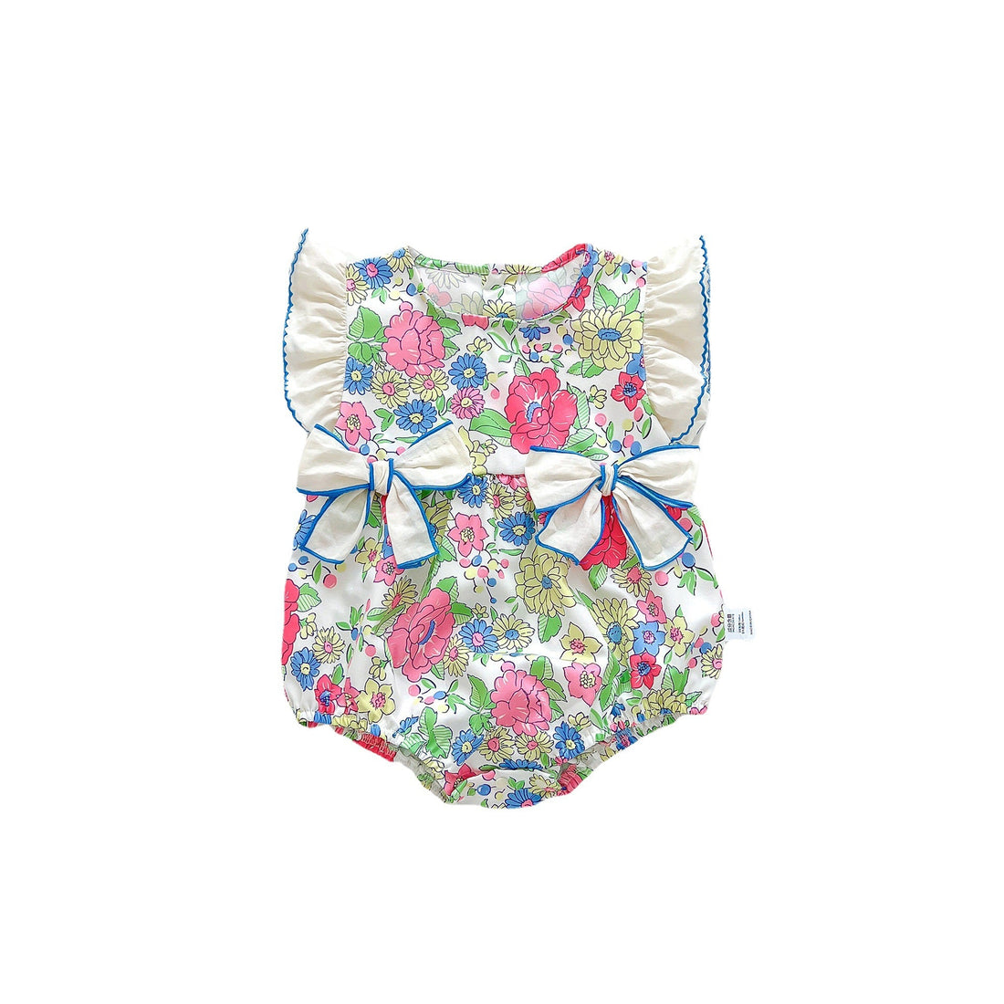 Summer New Arrival Baby Girls Floral Pattern Fly Sleeves 3D Bows Onesies-0