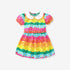 Summer Baby Kids Girls Short Sleeves Peter Pan Collar Colorful Flowers Print Dress-0