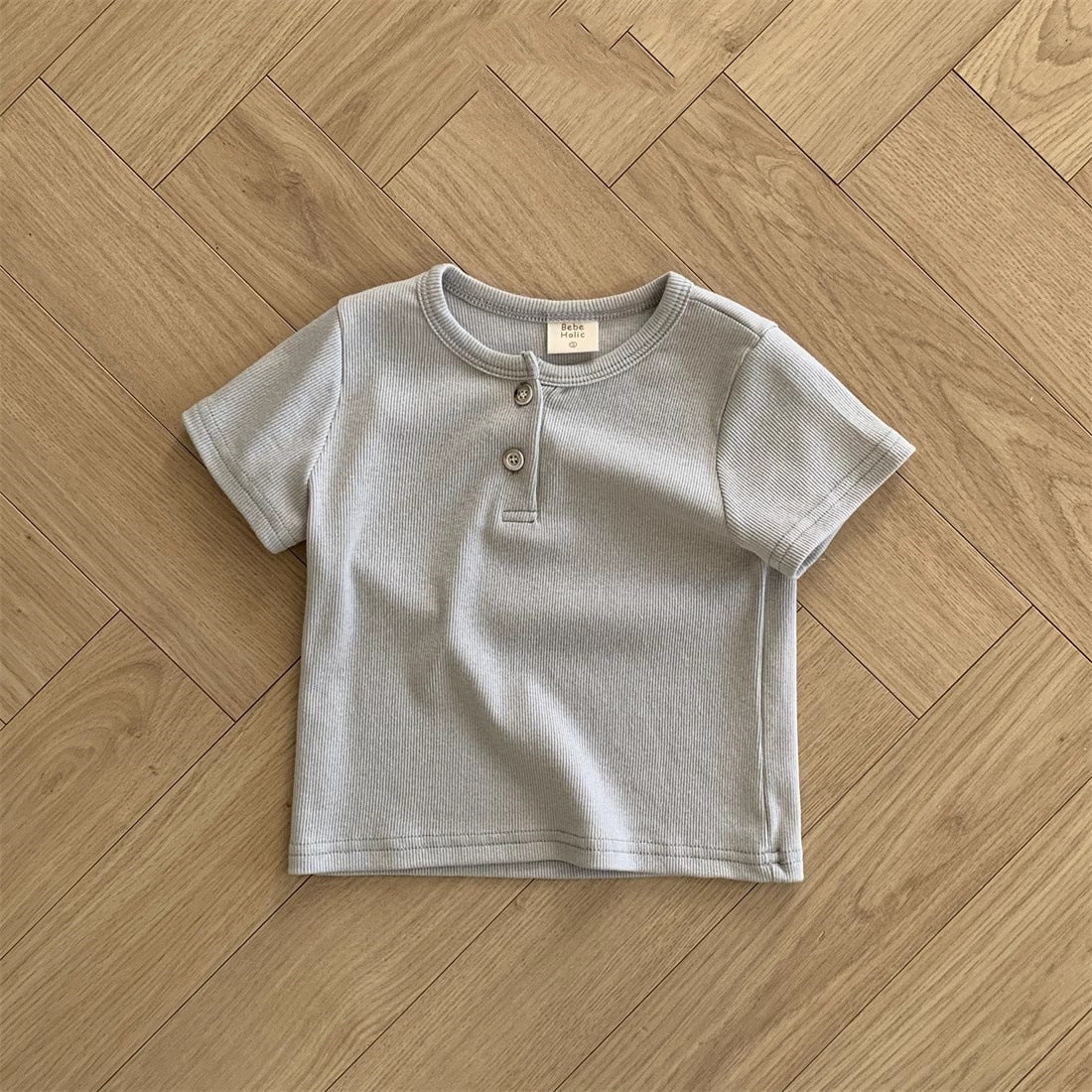 Summer New Arrival Kids Unisex Crew Neck Short Sleeves Thin Solid Color Elastic Top Base T-Shirt-3