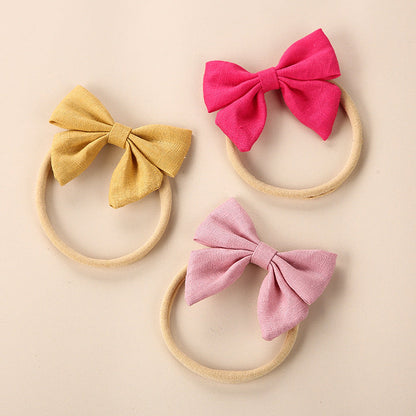 Baby Solid Color 3D Bow Handmade Elastic Headband-5