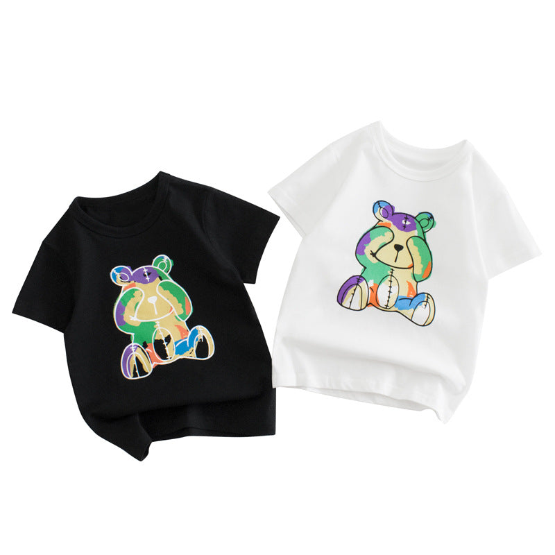 Baby Boy Cartoon Bear Graphic Cool Style Quality Tee-0