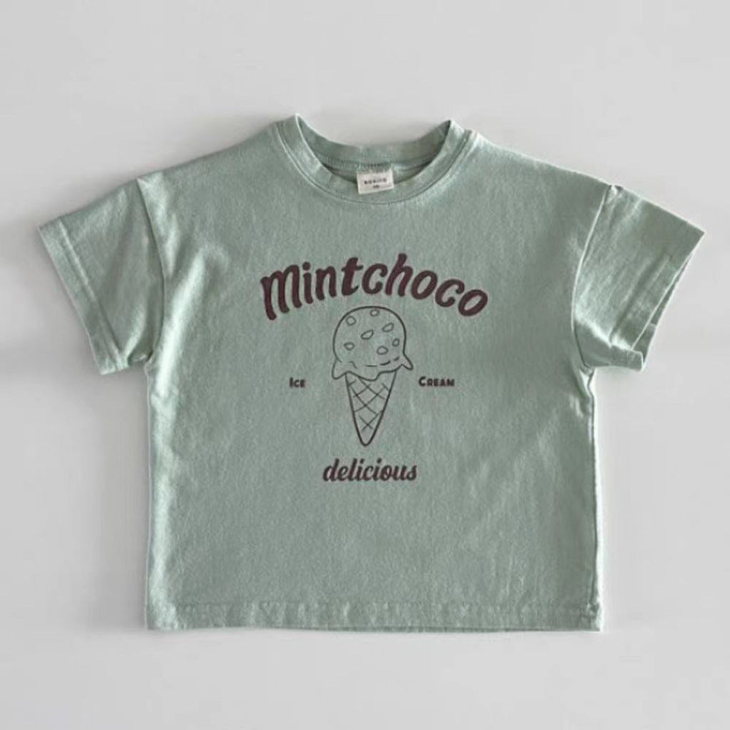 Summer New Arrival Kids Unisex Ice-Cream Pattern Short Sleeves T-Shirt-4