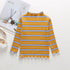 Striped Pattern Wooden Ear Edge Design Round Neck Long Sleeve Bottoming Spring Autumn Shirt-5