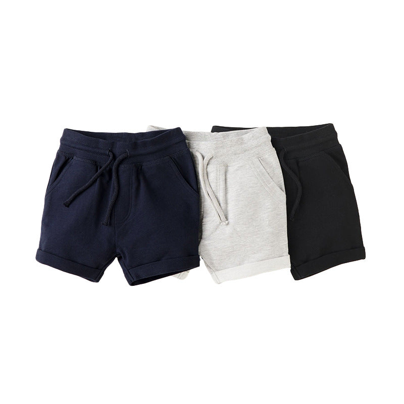 Baby Boys Solid Color Soft Cotton Sport Style Shorts-0