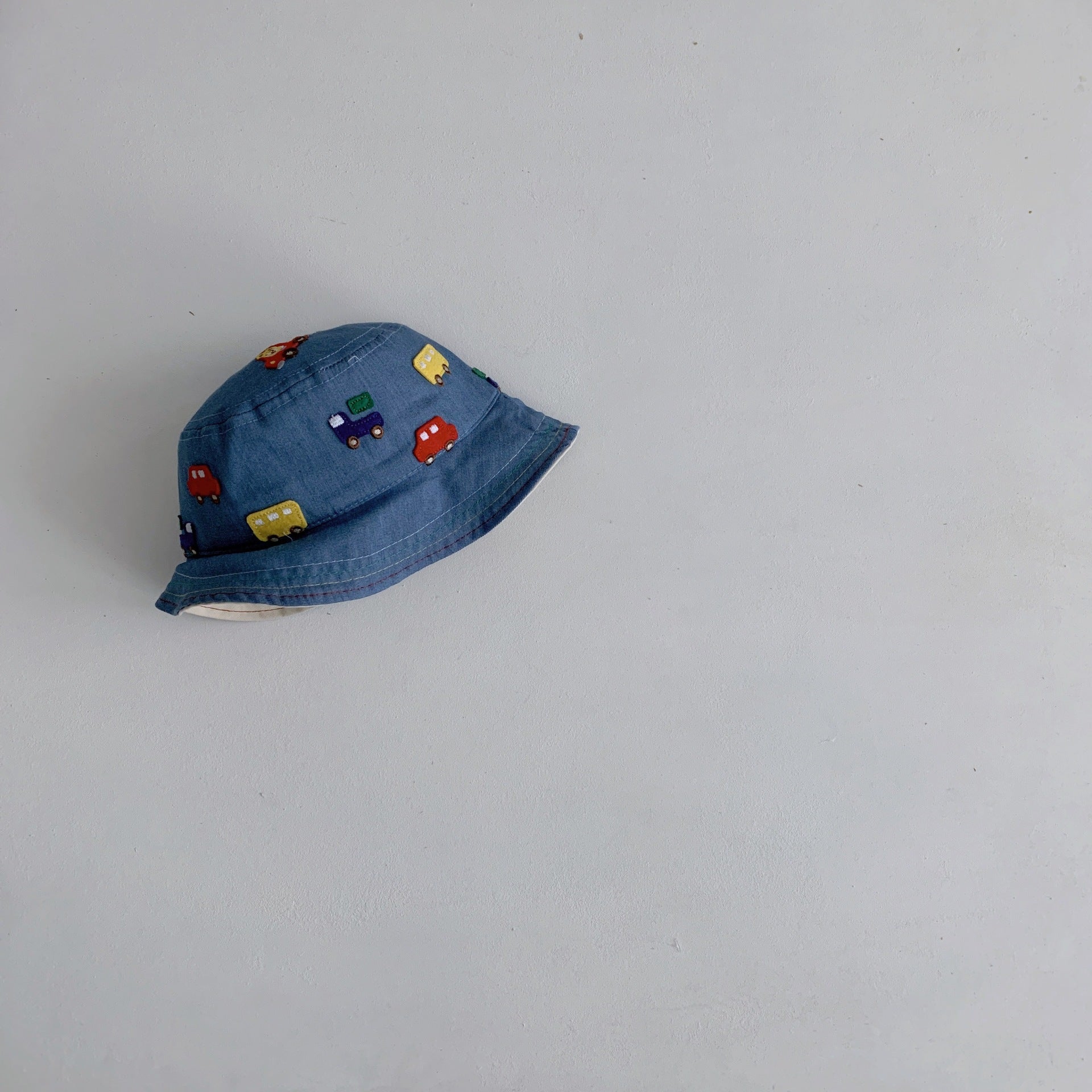 Baby Cartoon Embroidered Pattern Solid Color Sunshade Bucket Hats-4