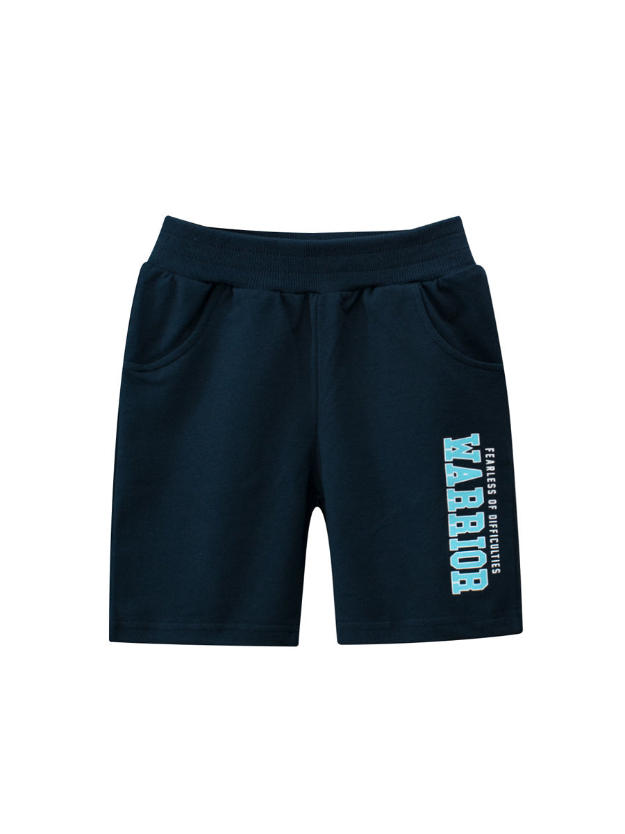 Boys Letters Print Soft Casual Style Shorts-5