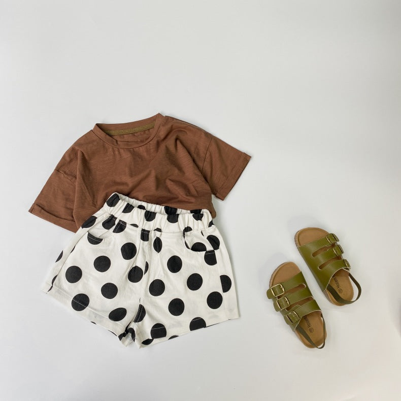 Baby Girl Polka Dot Pattern Basic Shorts With Pockets In Summer-5