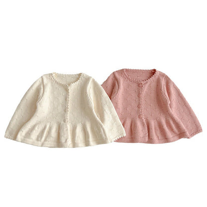 New Arrivals Baby Girls Sweety Laces Round Collars Long-Sleeved Cardigan-7