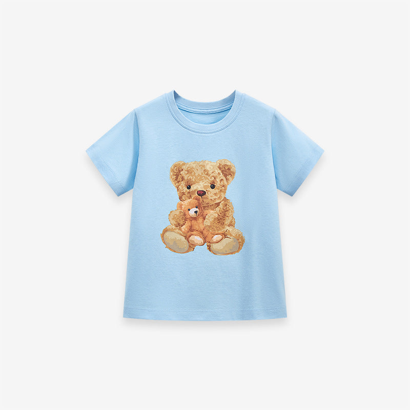 Teddy Bear Printing Boys’ T-Shirt In European And American Style For Summer-0