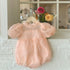 Summer Hot Selling Baby Kids Girls Short Sleeves Ruffle Neck Thin Floral Mesh Princess Dress-5
