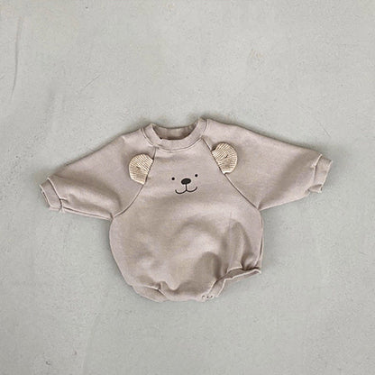 Baby Bear Print Pattern Ears Patch Design Hoodie Onesies-5