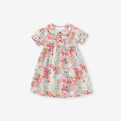 Spring And Summer Baby Girls Short Sleeves Flowers Collection Dress-4