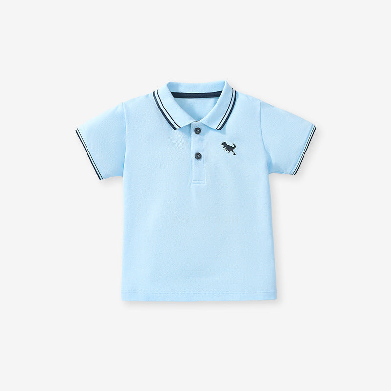 New Arrival Kids Boys Dinosaur Logo Short Sleeves Polo Shirt-5