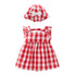 Baby Girls Plaid Print Lace Design Square Collar Sleeveless Dress With Bow Hat In Summer-0