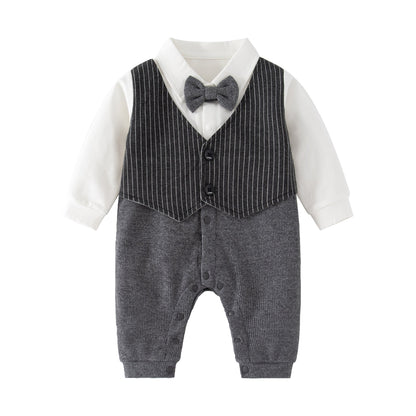 Autumn Baby Gentleman Birthday Clothes Romper-0