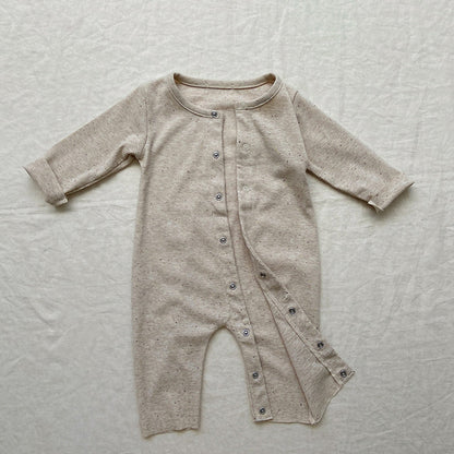 Baby Solid Color Pit Strip Fabric Long Sleeve Onesie Or Jumpsuit (Without Hat)-5