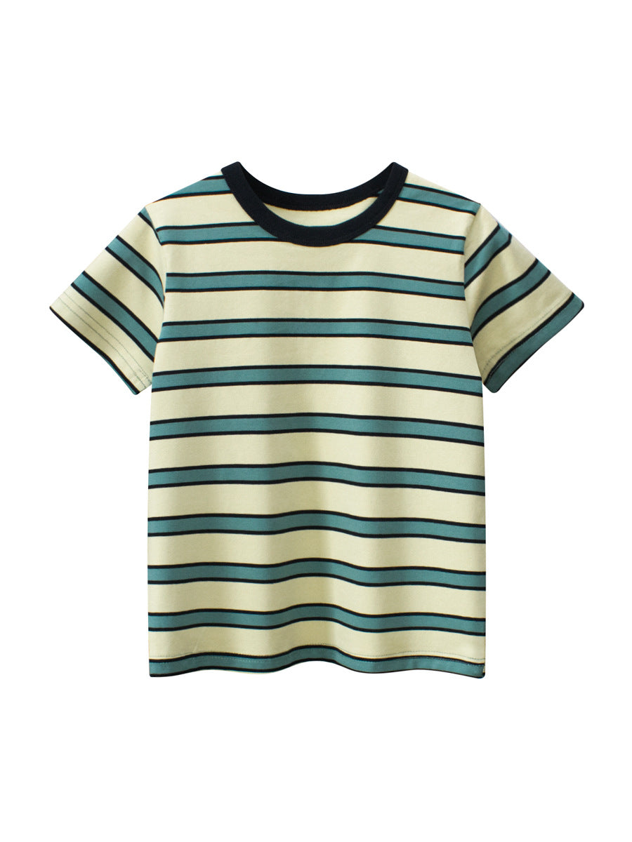 Boys’ Striped Pattern Casual T-Shirt In European And American Style-2