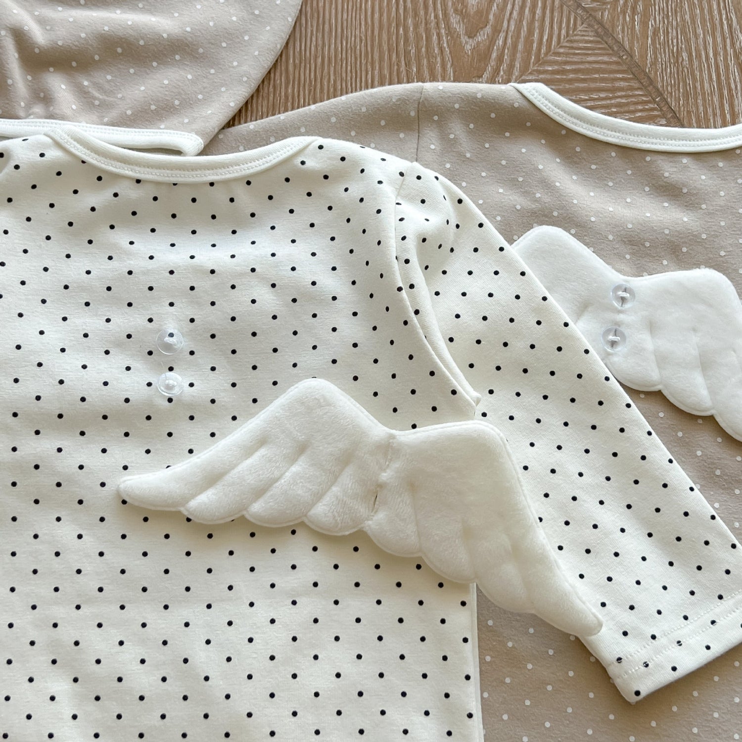 Baby Polka Dot Pattern Detachable Wing Decoration Cotton Bodysuit &amp; Hat-5