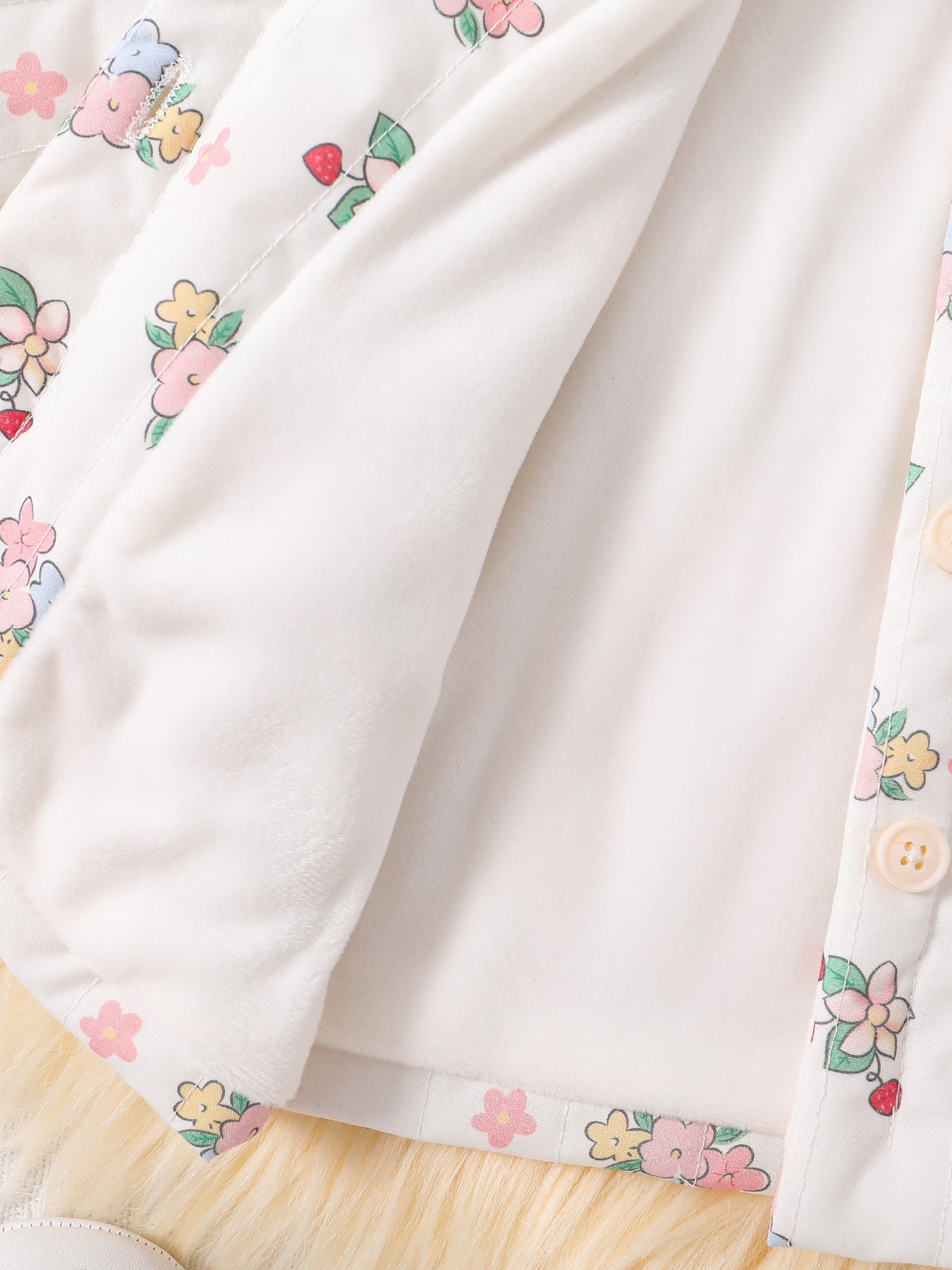 Baby Girls Floral White Rabbit Hoodie Design Popular Coat-5