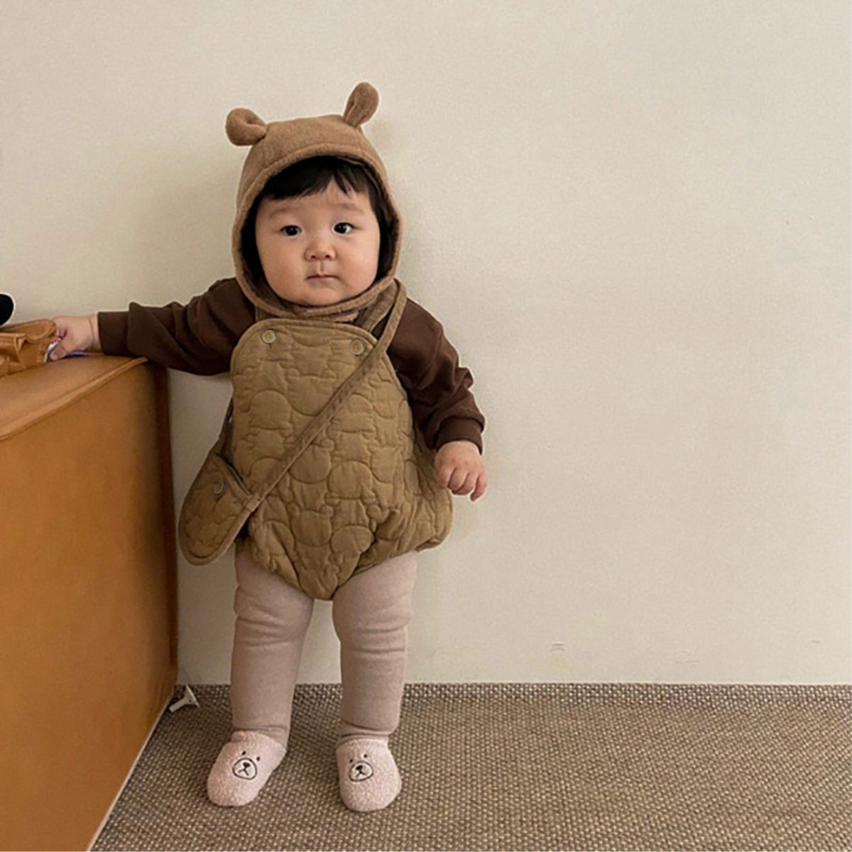 New Winter Infant Baby Solid Thick Warm Vest One Piece-4